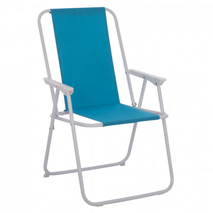 Beach Chair With High Back Foldable Light Blue Hm5148 Metallic