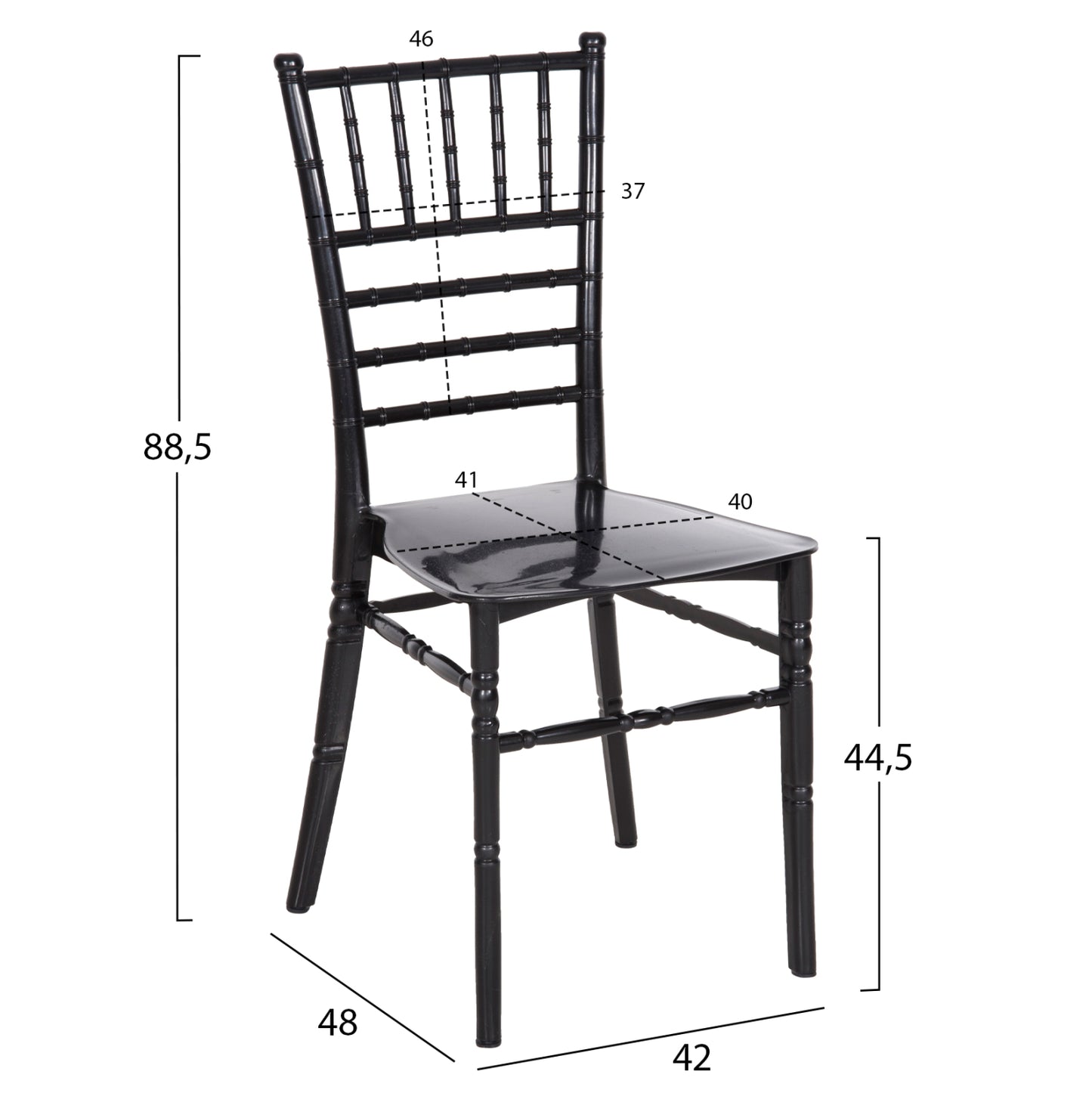 Polypropylene Catering Chair Tiffany New Hm8058.07 Glossy Black 42x48x88,5hcm.