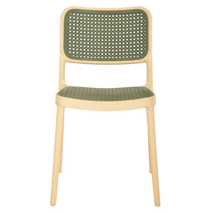 Chair Polypropylene Meko Hm5934.04 Beige And Olive Green 51x52x80hcm.