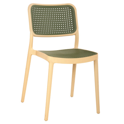 Chair Polypropylene Meko Hm5934.04 Beige And Olive Green 51x52x80hcm.