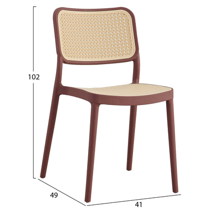 Chair Polypropylene Meko Hm5934.05 Maroon And Beige 51x52x80hcm.