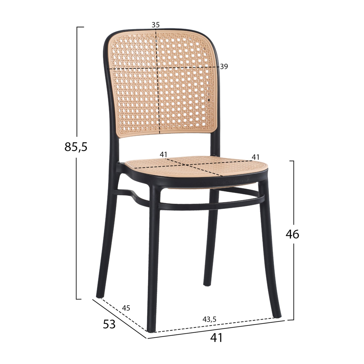Chair Polypropylene Flow Hm5937.02 Black With Beige Seat And Backrest 41x53x85.5hcm.