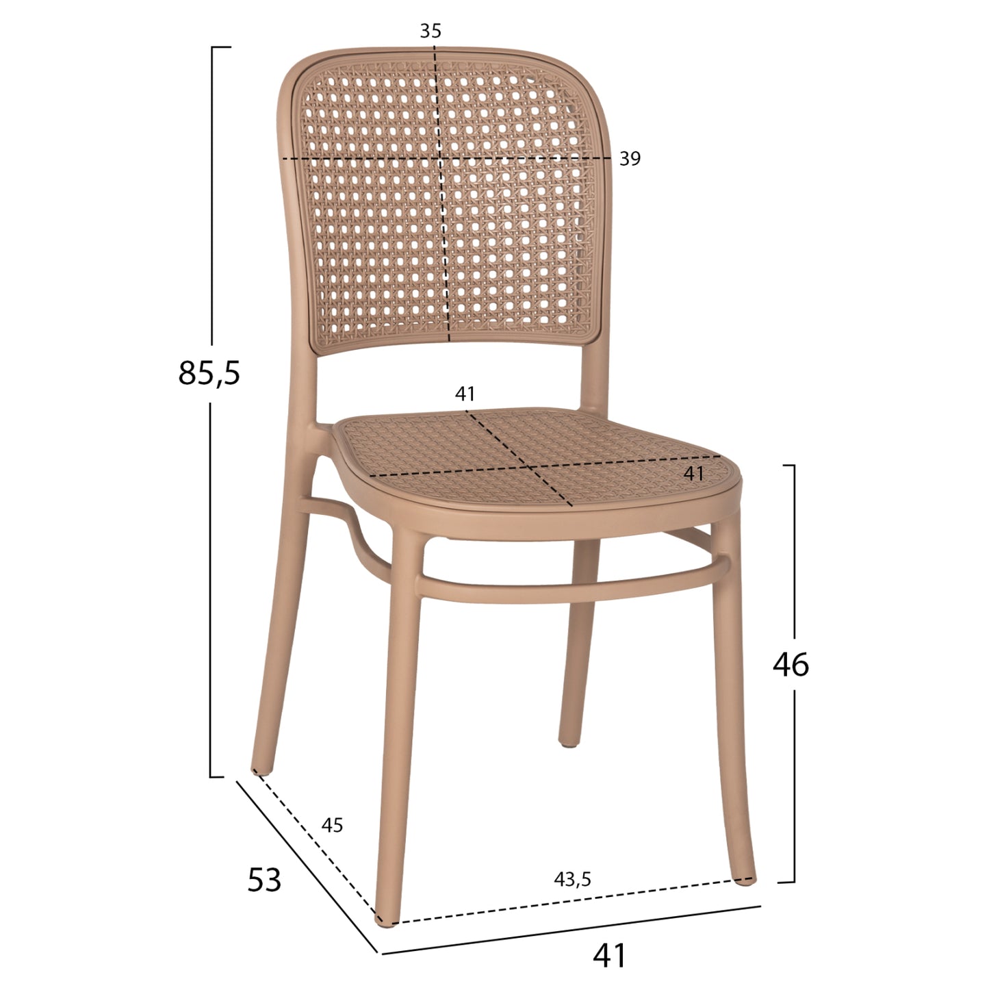Chair Polyropylene Flow Hm5937.03 Cappuccino Seat And Backrest 41x53x85,5hcm.