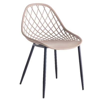 Chair Polypropylene Hm9524.03 In Cappuccino Color With Black Metal Legs 52x53x82hcm.