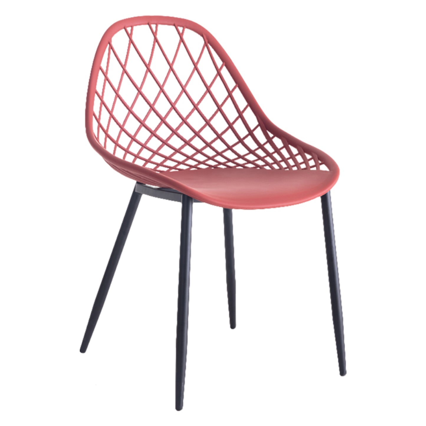 Chair Polypropylene Hm9524.06 In Red Color With Black Metal Legs 52x53x82hcm.