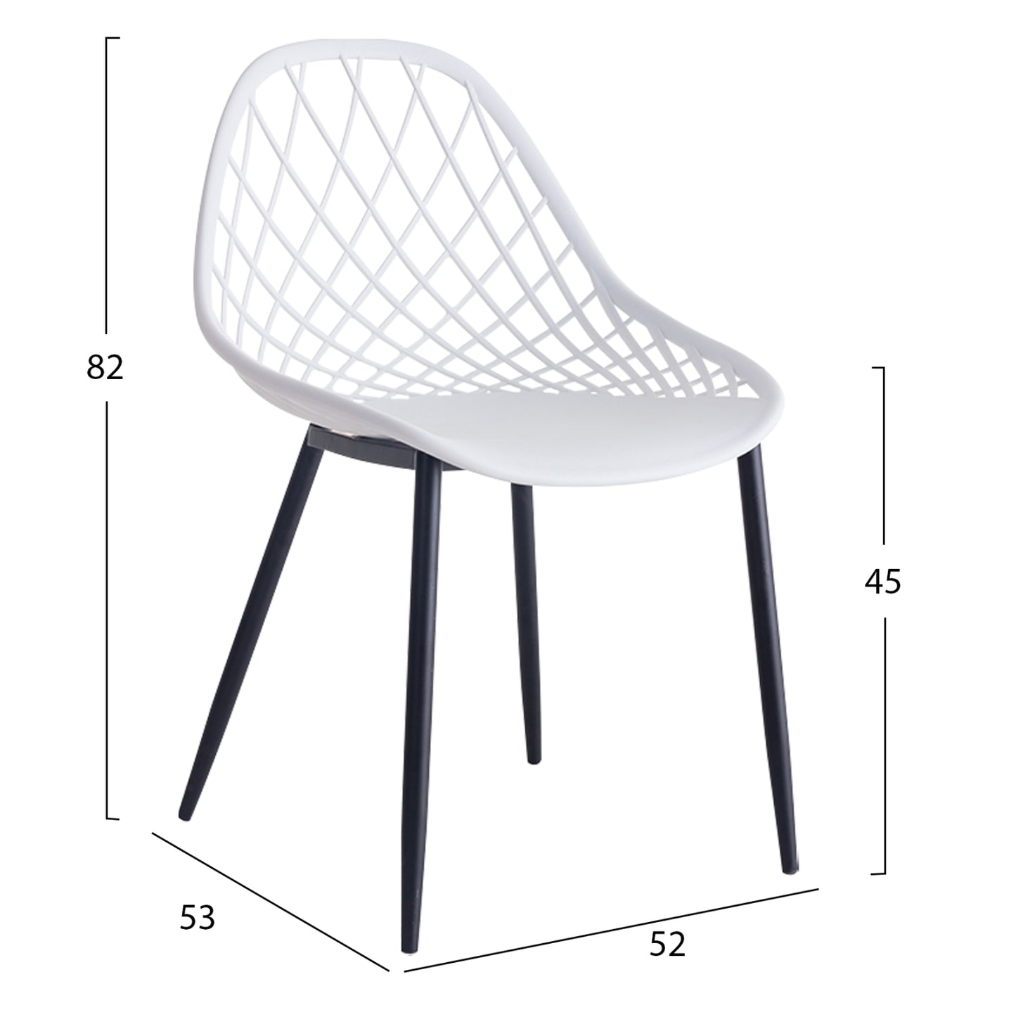 Chair Polypropylene Hm9524.01 In White Color With Black Metal Legs 52x53x82hcm.