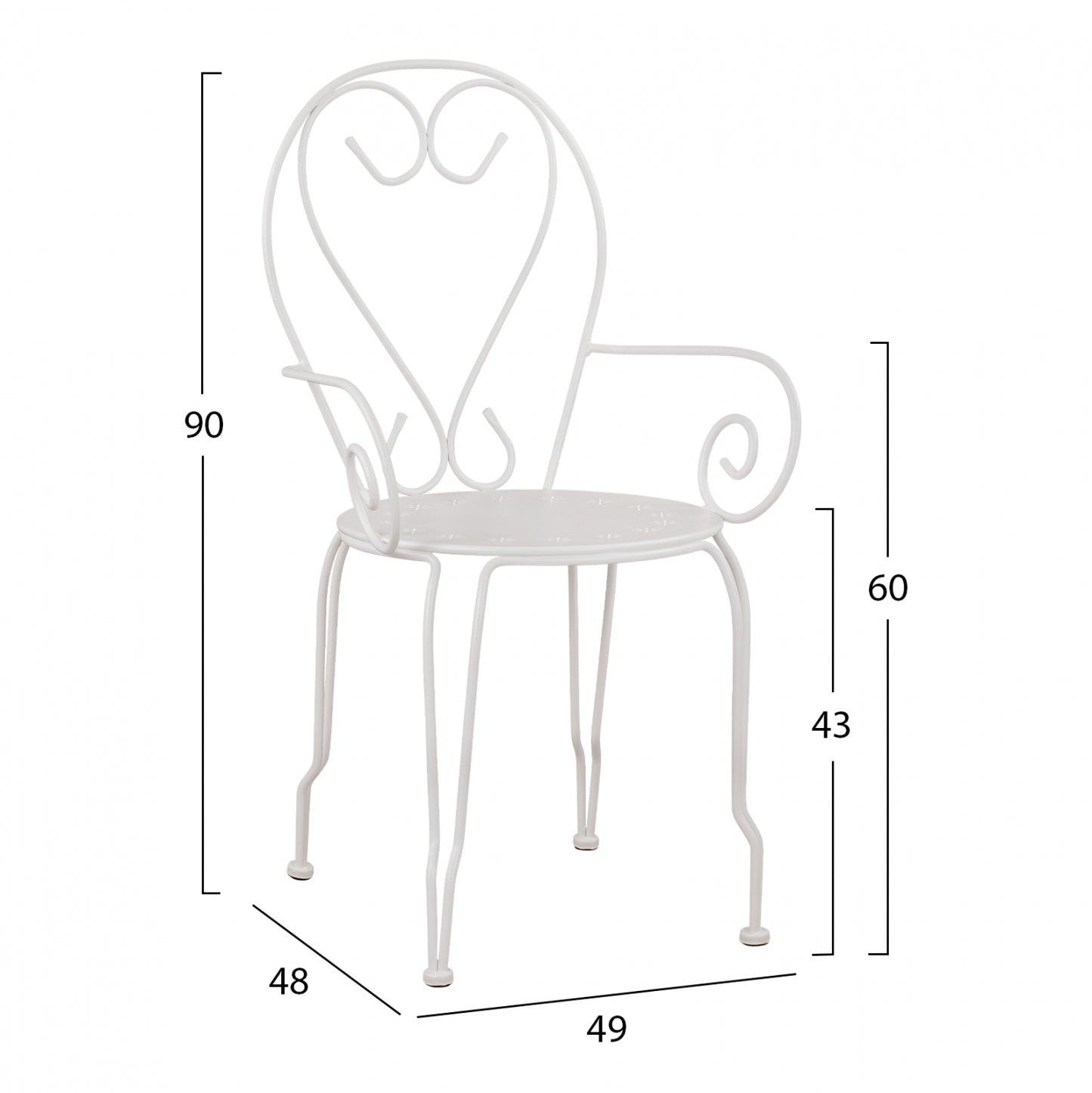 Armchair Metallic White Hm5005.02 54x62x89 Cm.