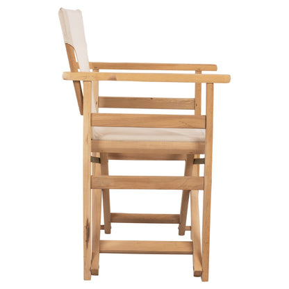 Director's Chair Limnos Impregnated In Natural Color With Cream Textline Hm10543.60 57x54x88.5 Cm.