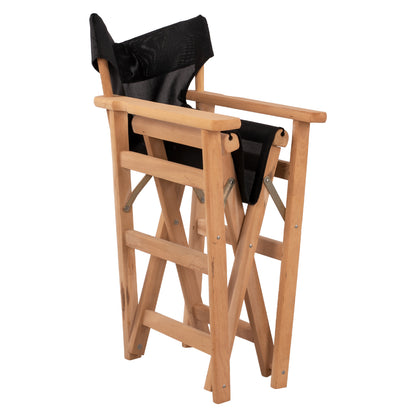 Director's Chair Limnos Impregnated In Natural Color With Black Textline Hm10543.05 57x54x88.5 Cm.