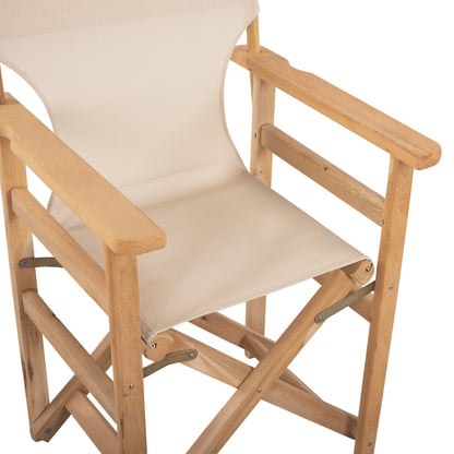 Director's Chair Limnos Impregnated In Natural Color With Black Textline Hm10543.05 57x54x88.5 Cm.