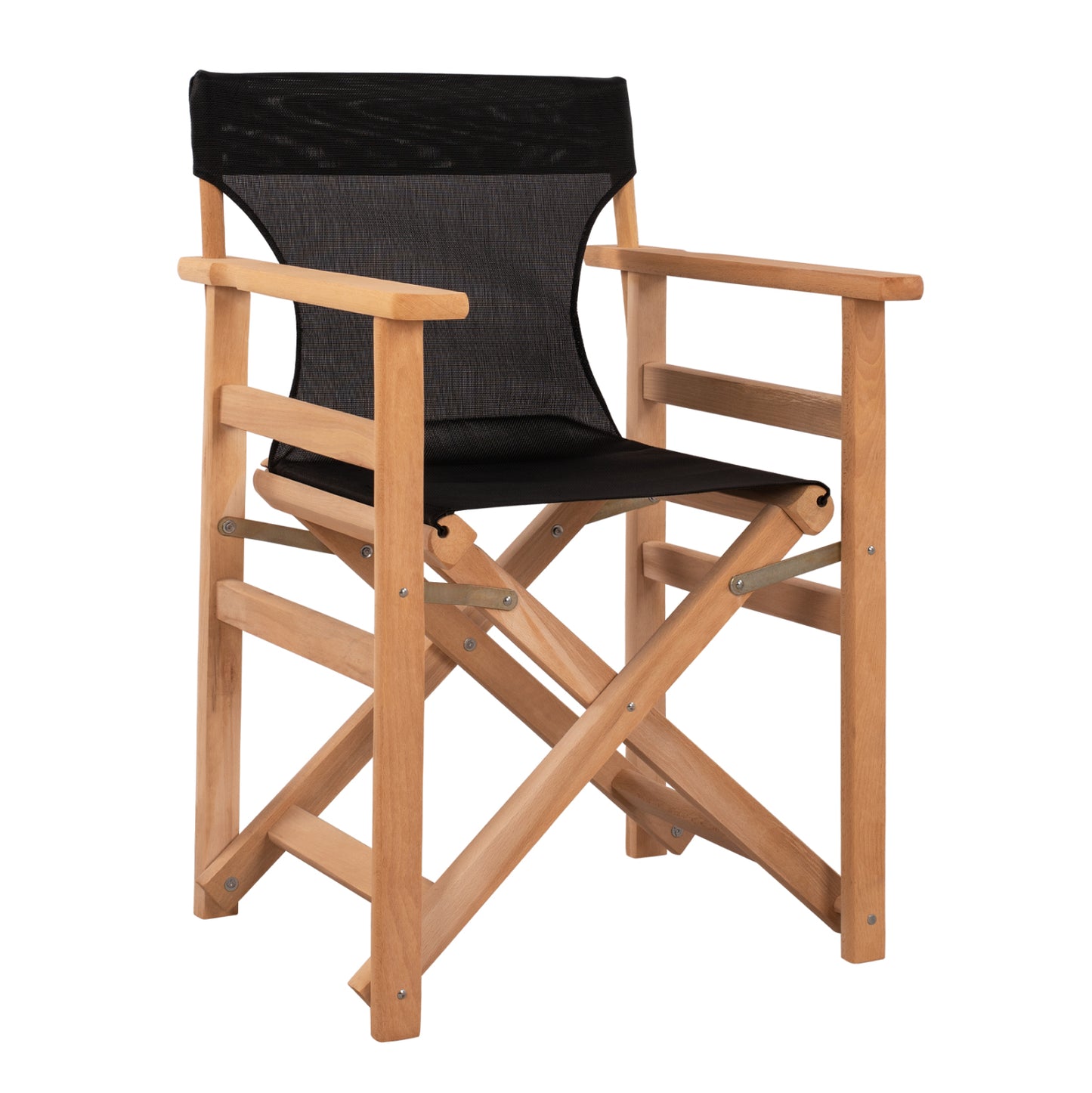 Director's Chair Limnos Impregnated In Natural Color With Black Textline Hm10543.05 57x54x88.5 Cm.