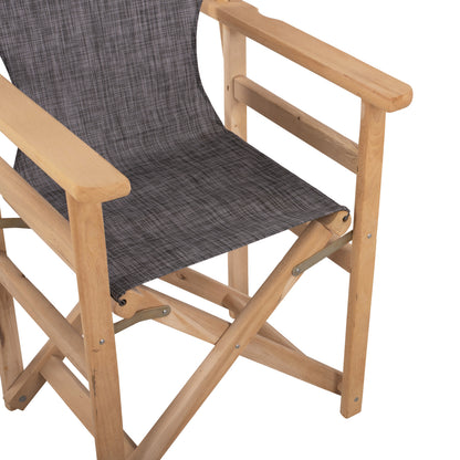 Director's Chair Limnos Natural Impregnation With Grey Textline Hm10543.10 57x54x88.5 Cm.