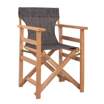 Director's Chair Limnos Natural Impregnation With Grey Textline Hm10543.10 57x54x88.5 Cm.