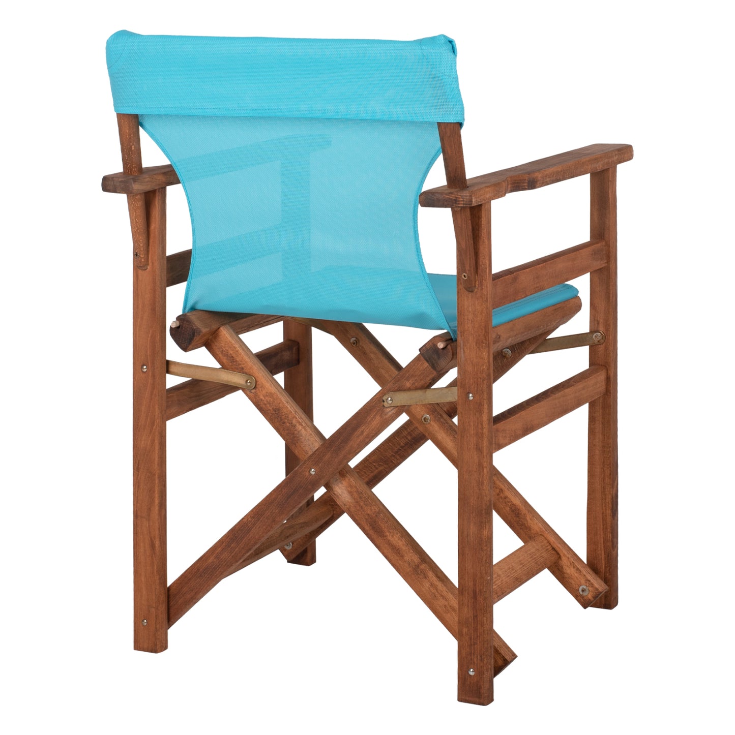 Director's Chair Limnos Hm10368.08 In Walnut Color And Sky Blue Textilene 57x54x88,5hcm.