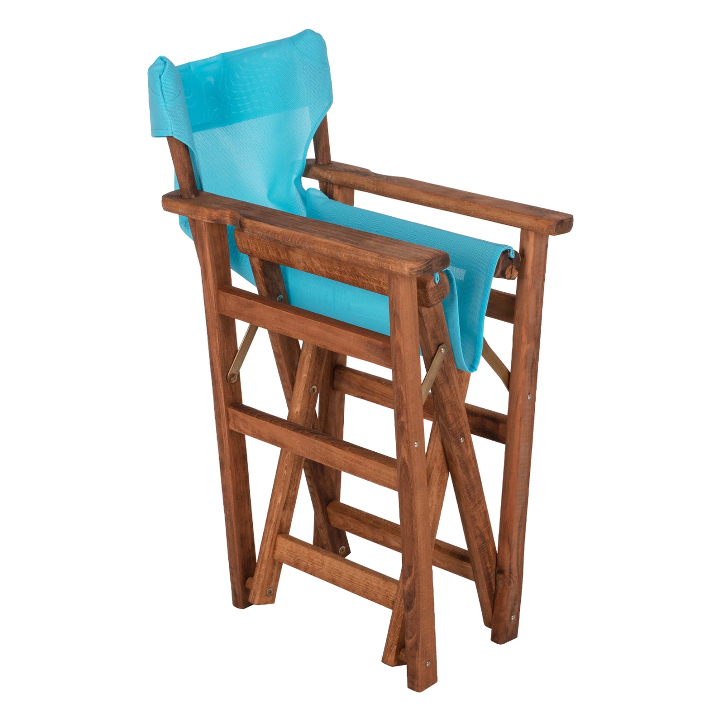 Director's Chair Limnos Hm10368.08 In Walnut Color And Sky Blue Textilene 57x54x88,5hcm.