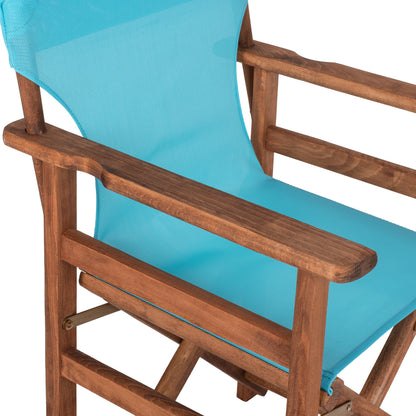 Director's Chair Limnos Hm10368.08 In Walnut Color And Sky Blue Textilene 57x54x88,5hcm.