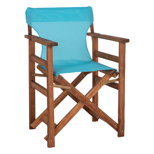 Director's Chair Limnos Hm10368.08 In Walnut Color And Sky Blue Textilene 57x54x88,5hcm.