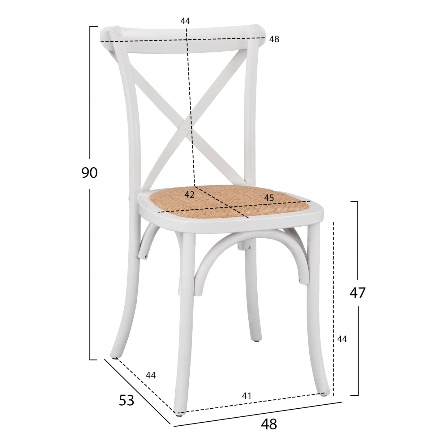 Wooden Chair Owen Stackable From Beech Wood In White Color With Crossed Back Hm8575.14 48x53x90 Cm