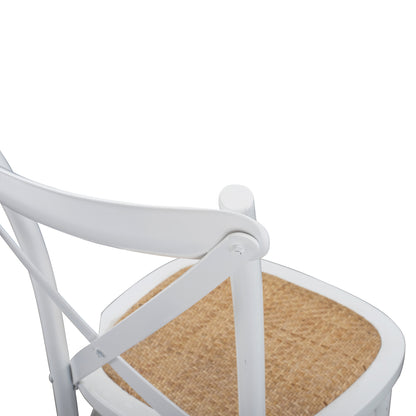 Wooden Chair Owen Stackable From Beech Wood In White Color With Crossed Back Hm8575.14 48x53x90 Cm