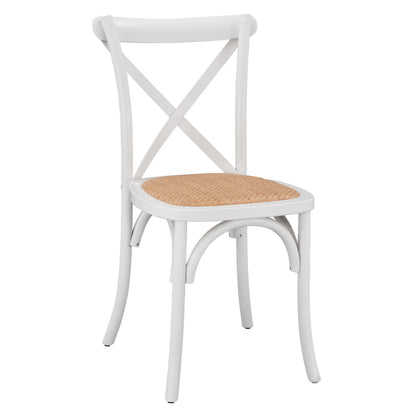Wooden Chair Owen Stackable From Beech Wood In White Color With Crossed Back Hm8575.14 48x53x90 Cm