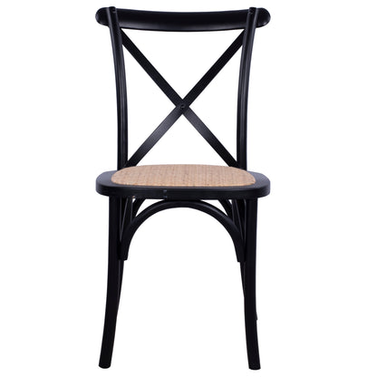 Chair Owen Stackable Beech Wood Black Matte With Crossed Back Hm8575.02 45x55,5x90 Cm