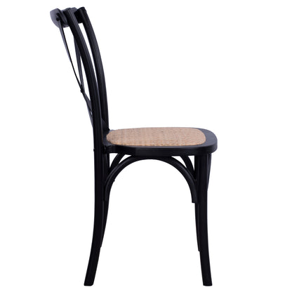 Chair Owen Stackable Beech Wood Black Matte With Crossed Back Hm8575.02 45x55,5x90 Cm