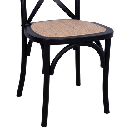 Chair Owen Stackable Beech Wood Black Matte With Crossed Back Hm8575.02 45x55,5x90 Cm