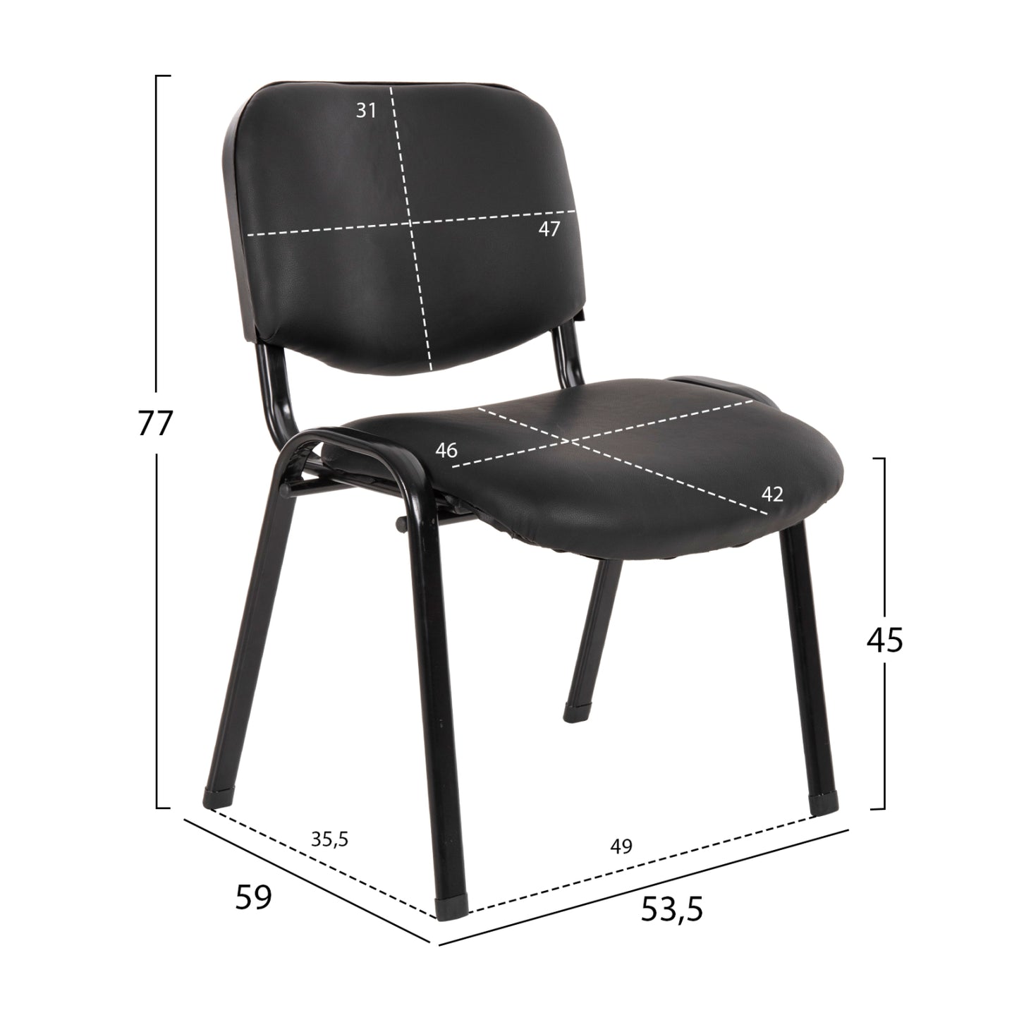 Conference Chair Hm1010.01 With Black Pu 53,5x60x77cm