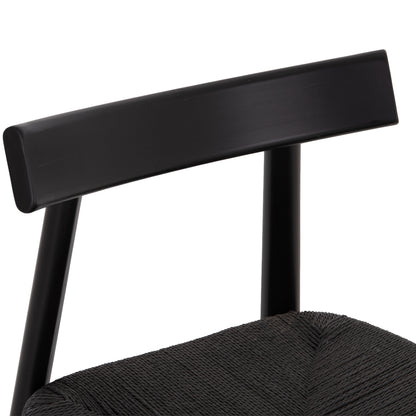 Dining Chair Osorio Hm18335.02 Rubberwood & Rope In Black 51x55x74hcm.