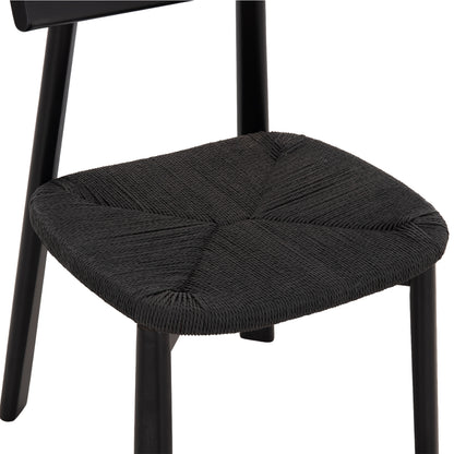 Dining Chair Osorio Hm18335.02 Rubberwood & Rope In Black 51x55x74hcm.