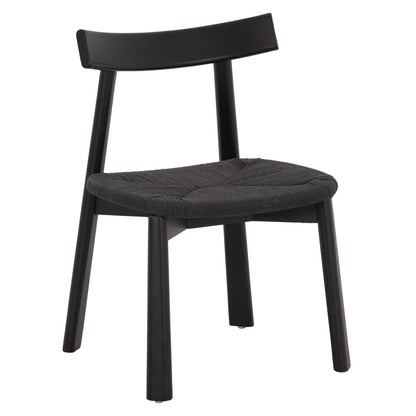Dining Chair Osorio Hm18335.02 Rubberwood & Rope In Black 51x55x74hcm.