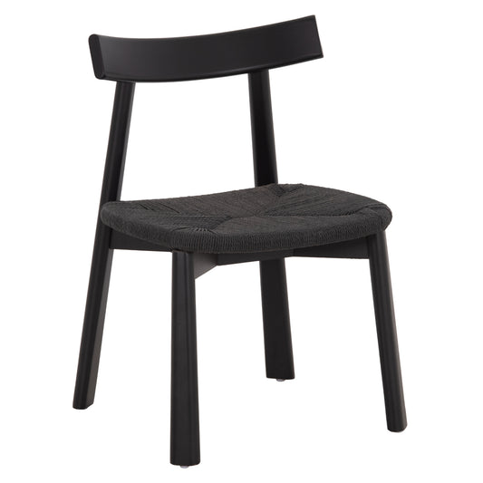 Dining Chair Osorio Hm18335.02 Rubberwood & Rope In Black 51x55x74hcm.