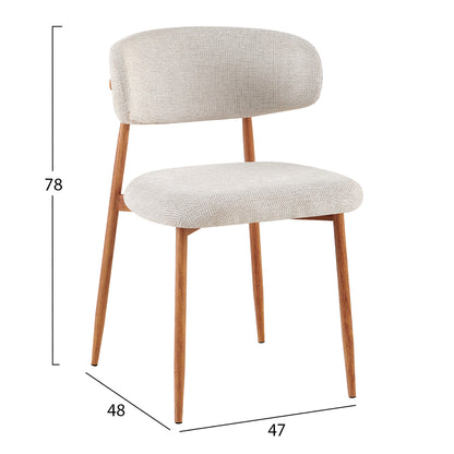 Dining Chair Kimo Hm18459.05 Beige Fabric--metal Legs In Wood Grain Look 47x48x78hcm.