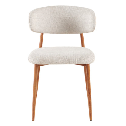 Dining Chair Kimo Hm18459.05 Beige Fabric--metal Legs In Wood Grain Look 47x48x78hcm.