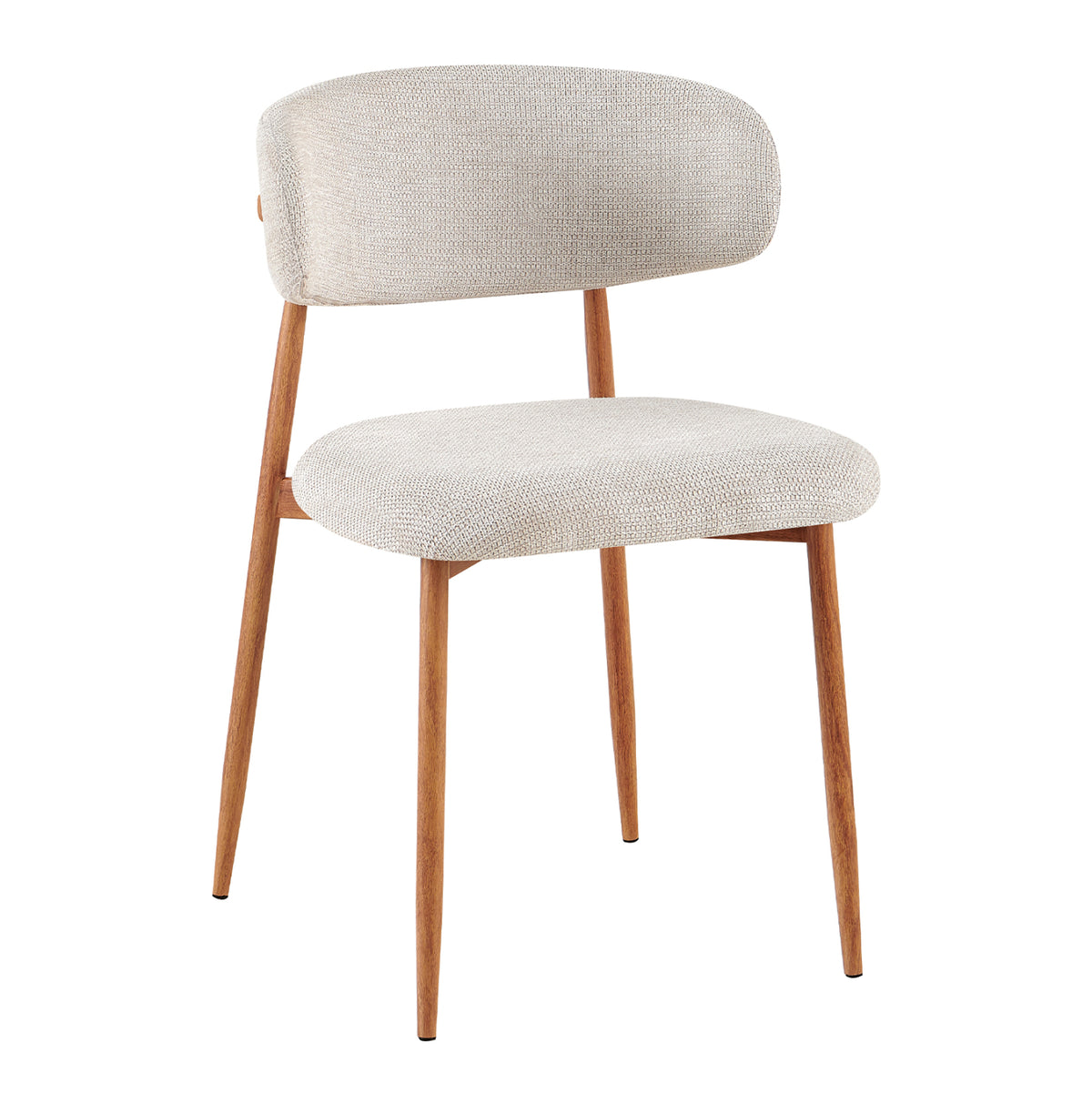 Dining Chair Kimo Hm18459.05 Beige Fabric--metal Legs In Wood Grain Look 47x48x78hcm.