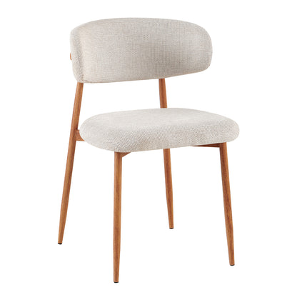 Dining Chair Kimo Hm18459.05 Beige Fabric--metal Legs In Wood Grain Look 47x48x78hcm.
