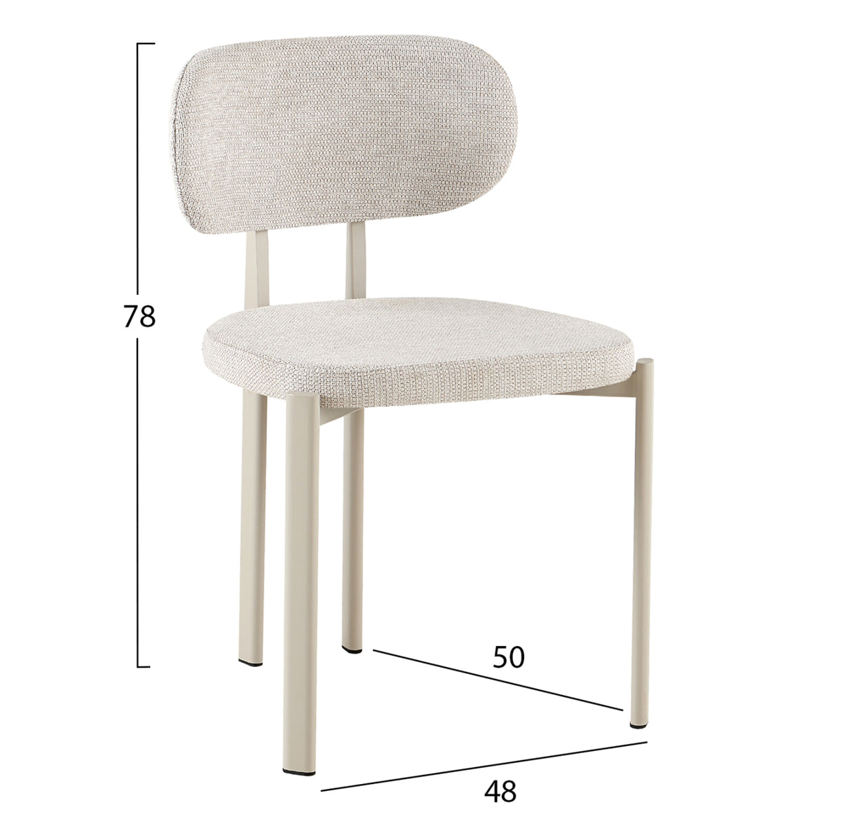 Dining Chair Vender Hm18461.04 Beige Fabric--metal Legs In Cream Beige 47x48x78hcm.