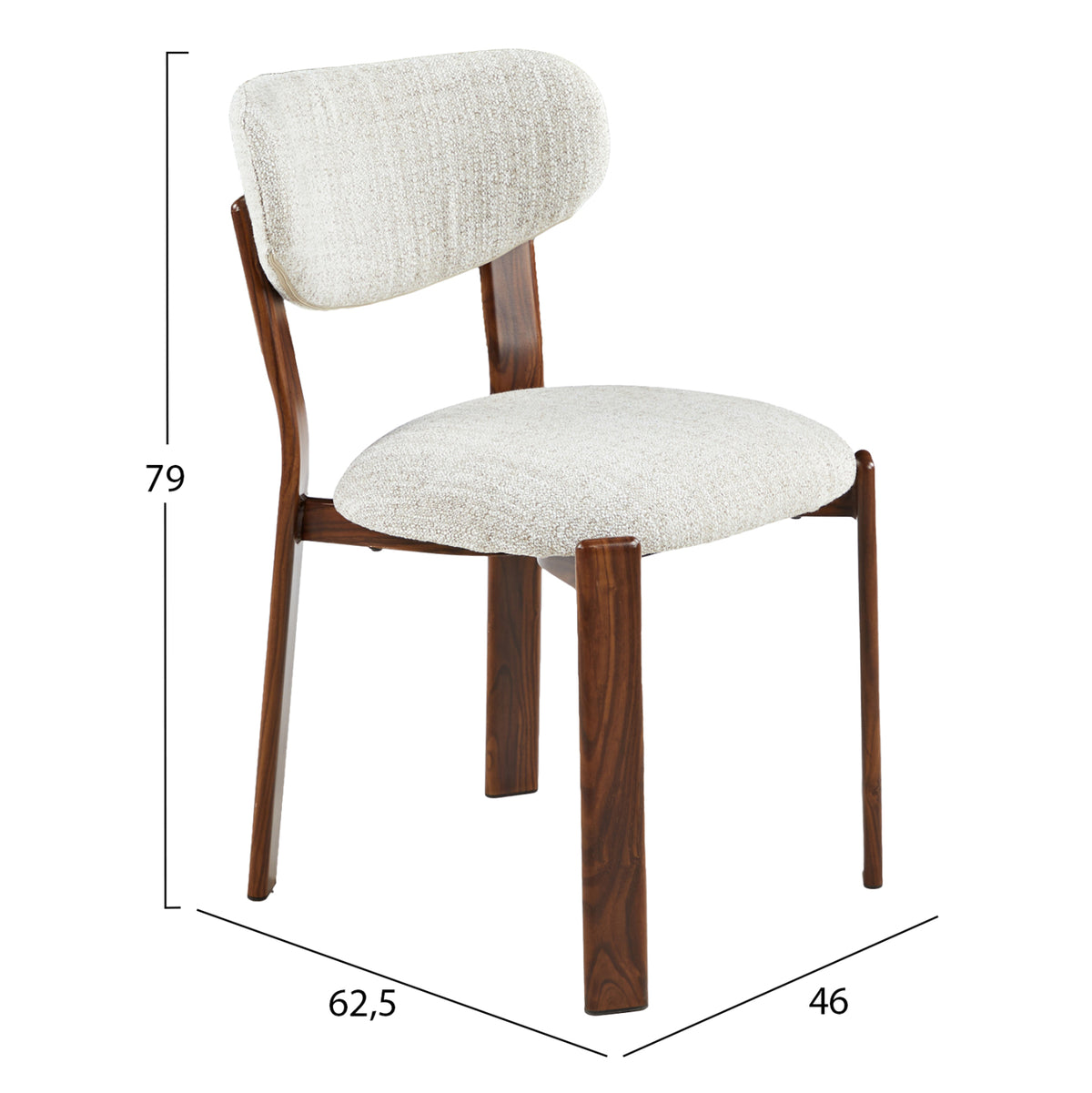 Dining Chair Ramen Hm18470.14 Light Grey Fabric--walnut Metal Legs 46x62.5x79hcm.