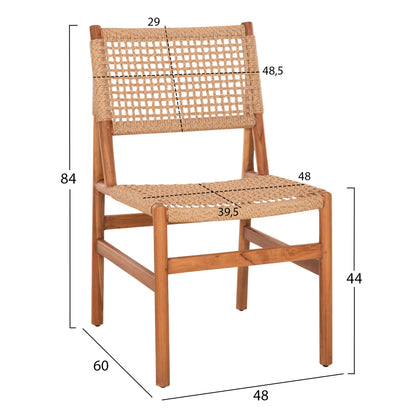 Dining Chair Diniz Hm6554 Teak Wood In Natural Color--synthetic Rope 48x60x84hcm.