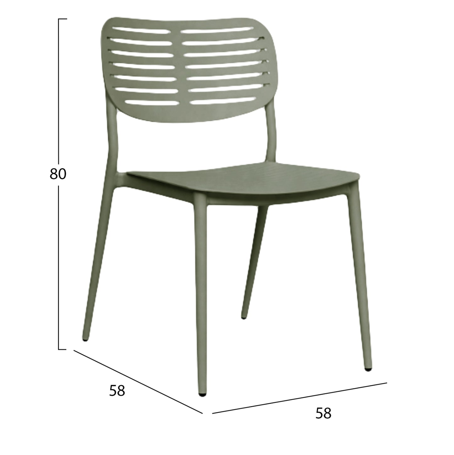 Dining Chair Hilliard Hm6645.07 Aluminum In Olive Green Color 44.5x58x80hcm