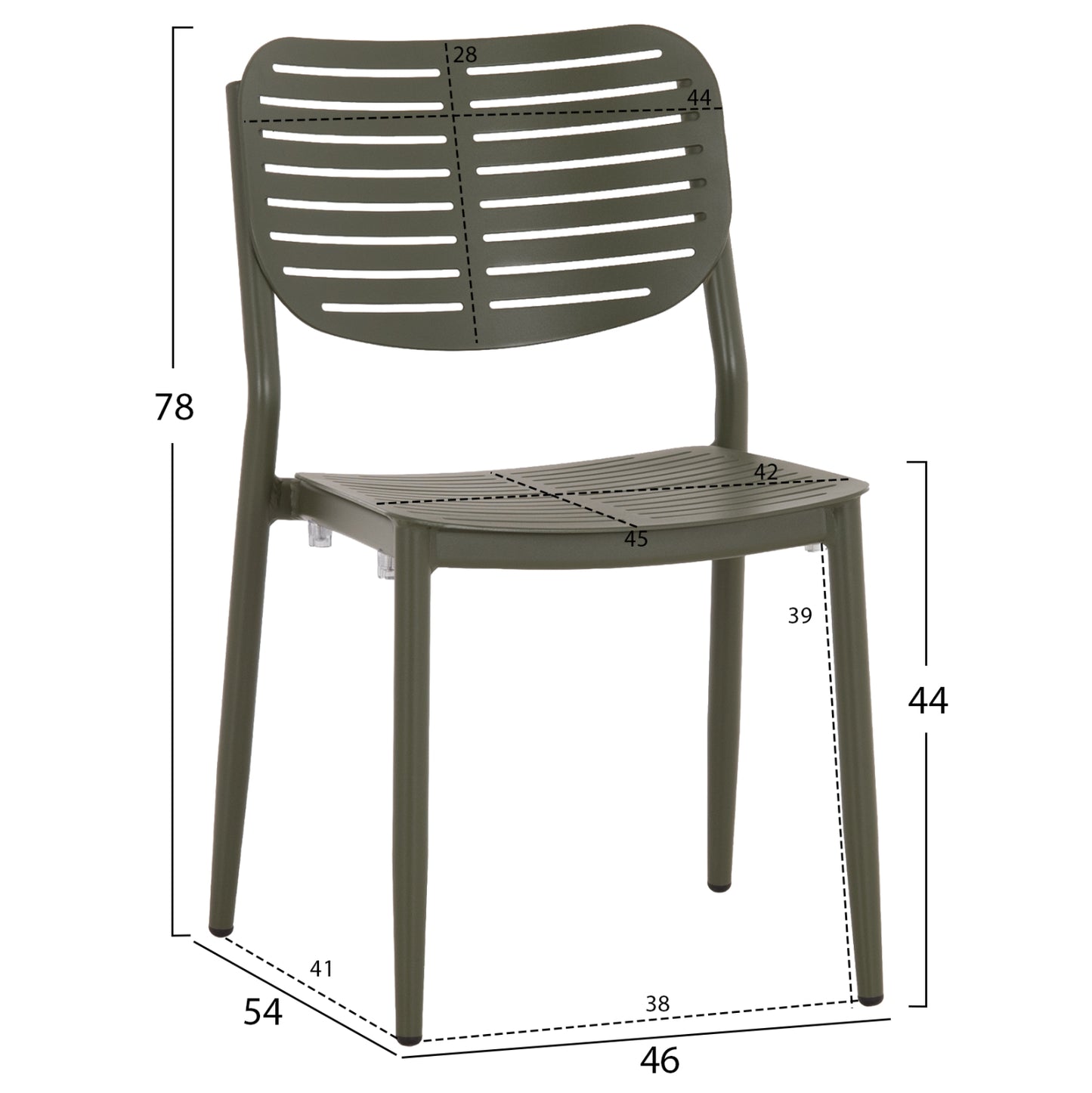 Dining Chair Hilliard Hm6645.07 Aluminum In Olive Green Color 46x54x78hcm