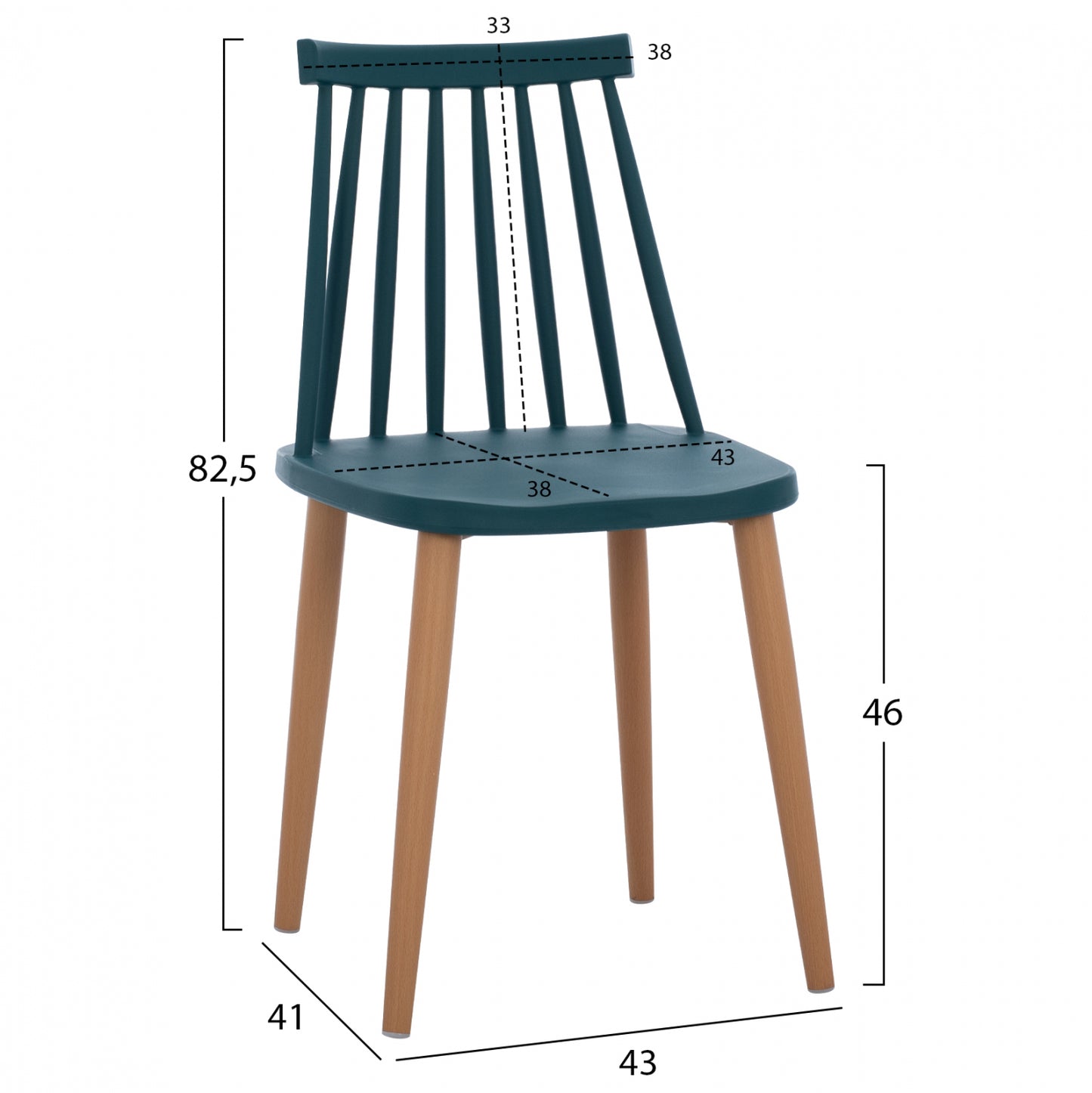 Dining Chair Hm8052.05 Vanessa Blue With Metallic Legs 43x41x82,5 Cm.
