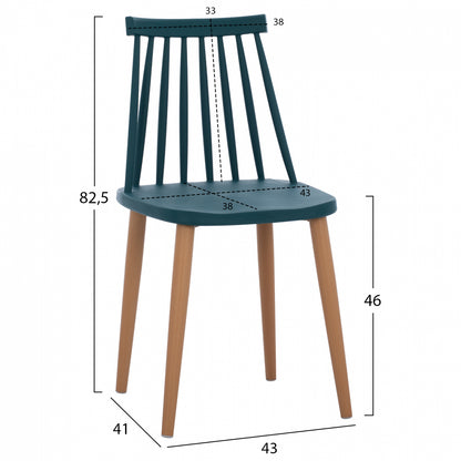 Dining Chair Hm8052.05 Vanessa Blue With Metallic Legs 43x41x82,5 Cm.