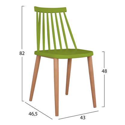 Dining Chair Hm8052.08 Vanessa Green With Metallic Legs 42,5x47x81,5cm