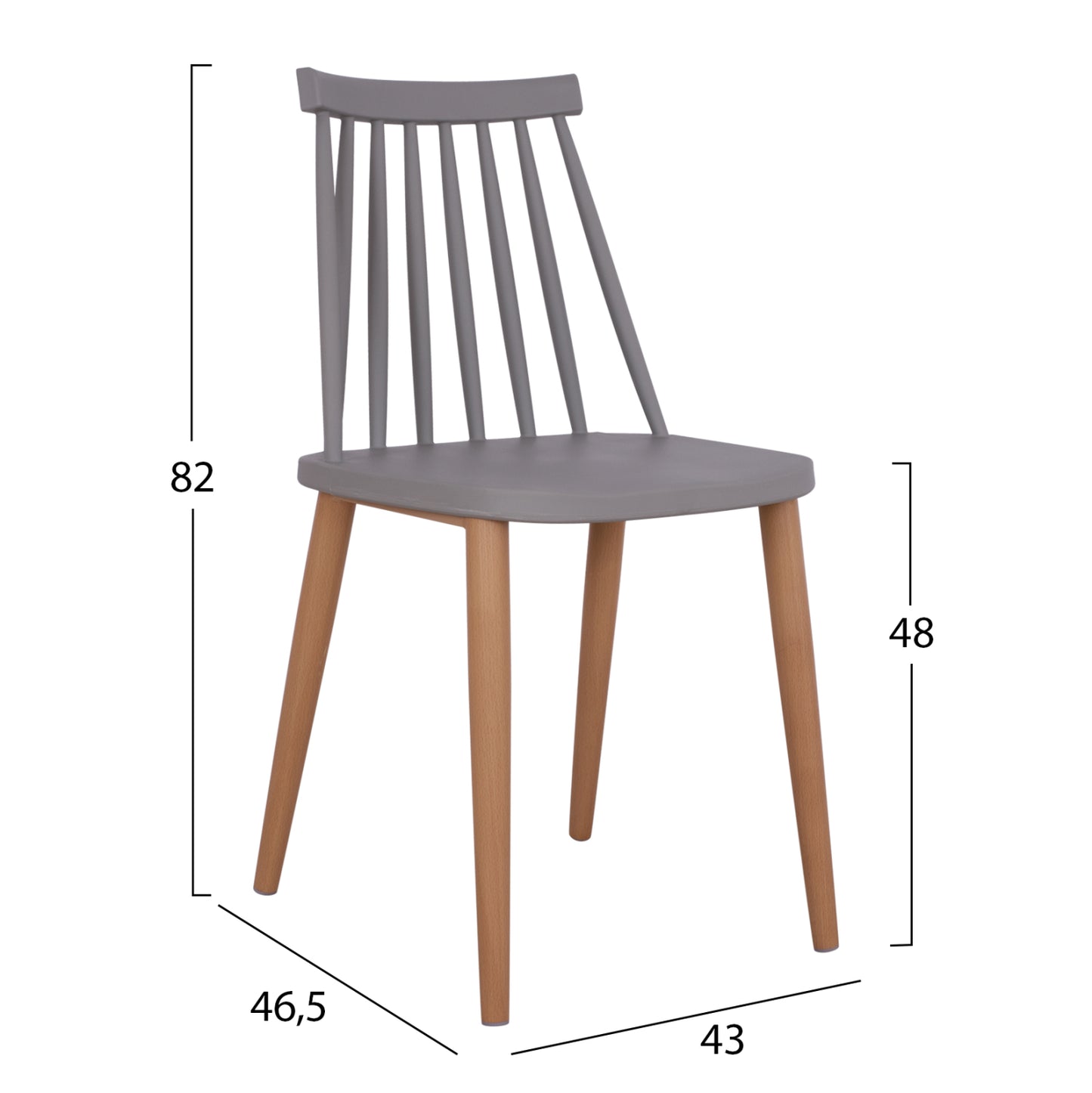Dining Chair Hm8052.10 Vanessa Grey With Metallic Legs 43x46,5x82cm