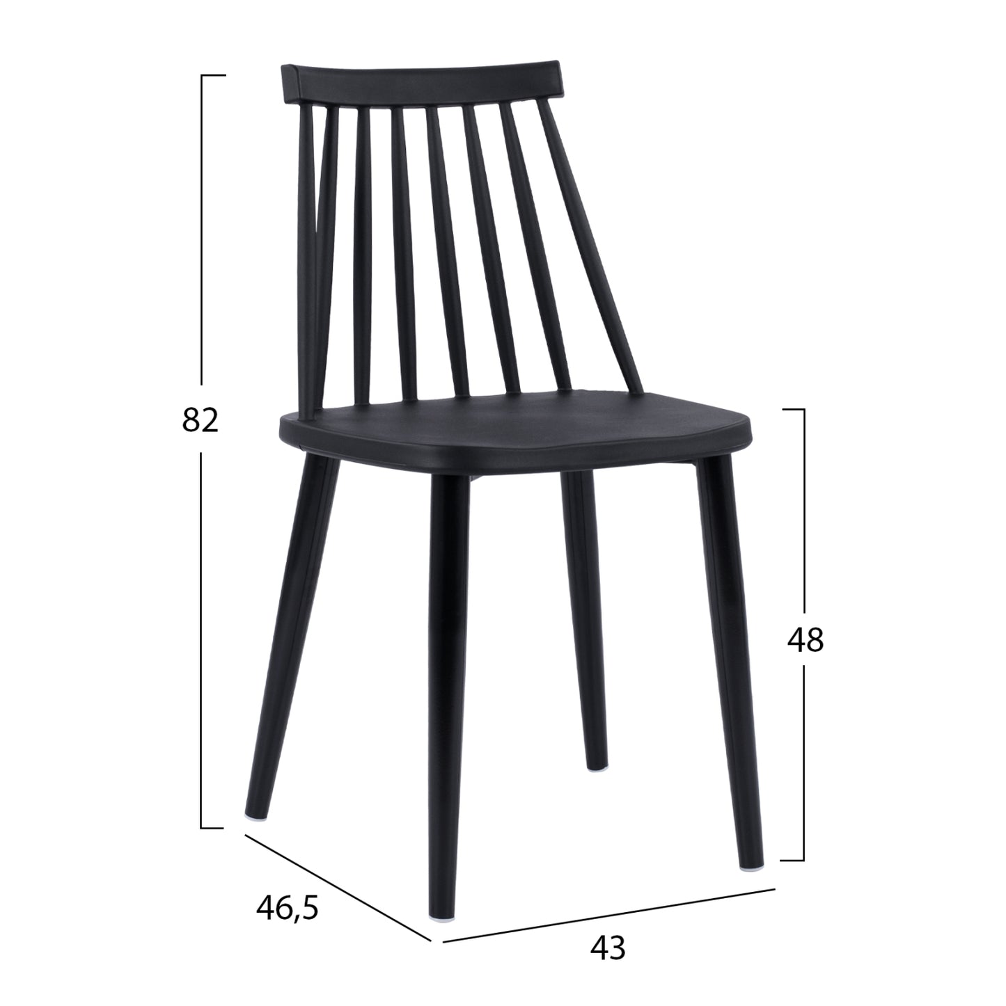 Dining Chair Hm8052.12 Vanessa Black With Metallic Black Legs 43x46,5x82 Cm.