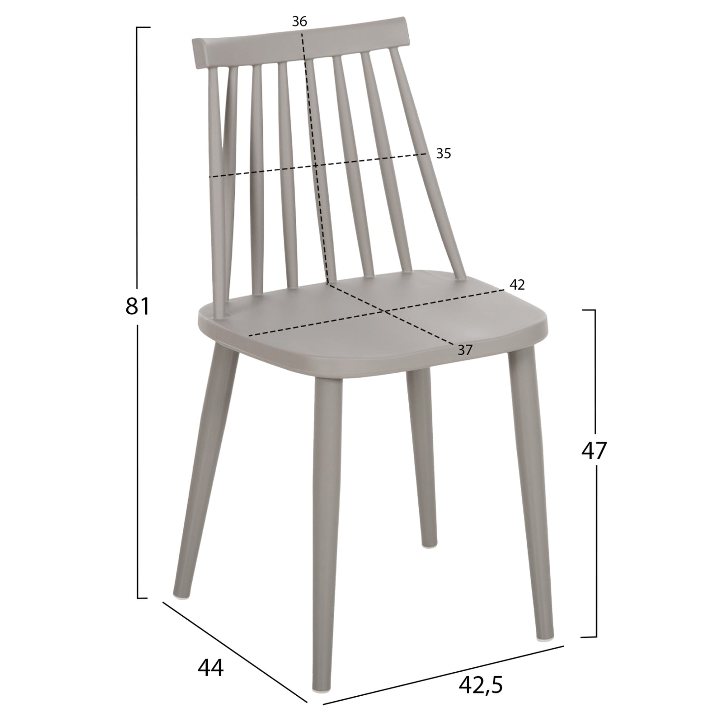 Dining Chair Hm8052.22 Vanessa Grey With Metallic Grey Legs 42.5x44x81h Cm.