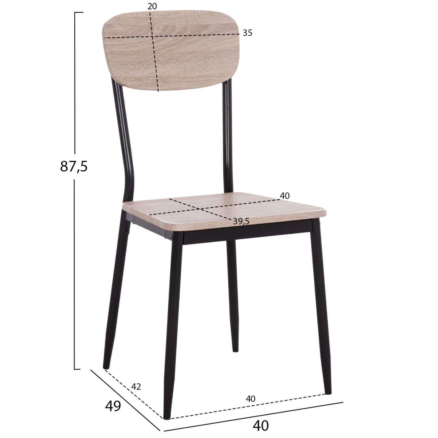 Dining Chair Paget Hm8373.01 Sonama With Black Legs 40x49x87.5h Cm