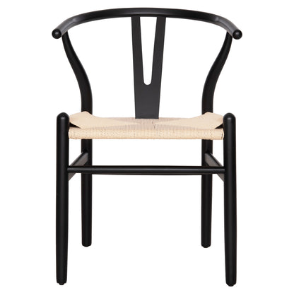 Dining Chair Brave Hm8695.03 Beech Wood In Black-beige Rope 54.5x53x75hcm.