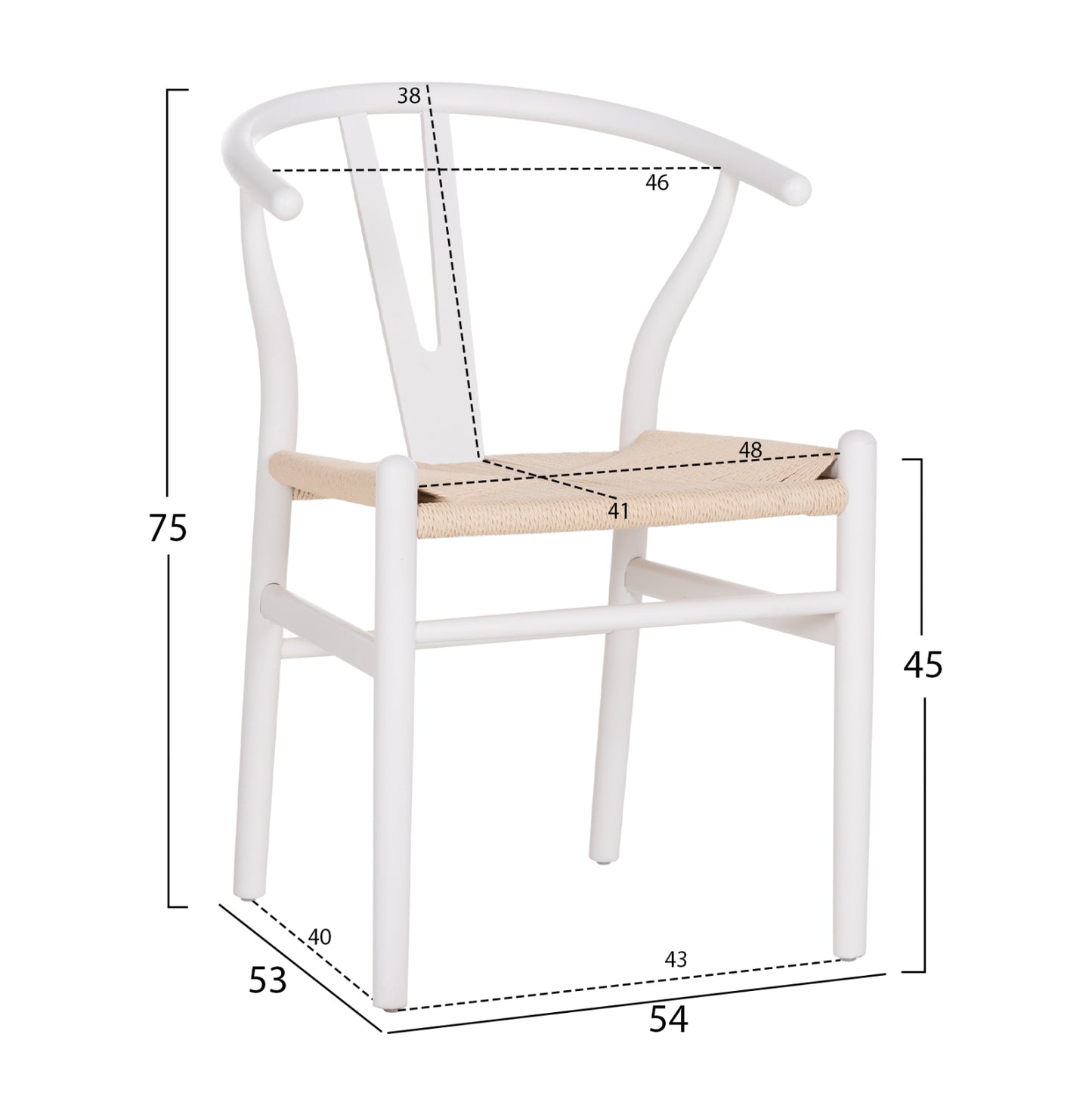 Dining Chair Brave Hm8695.14 Beech Wood In White-rope In Beige 54x53x75hcm